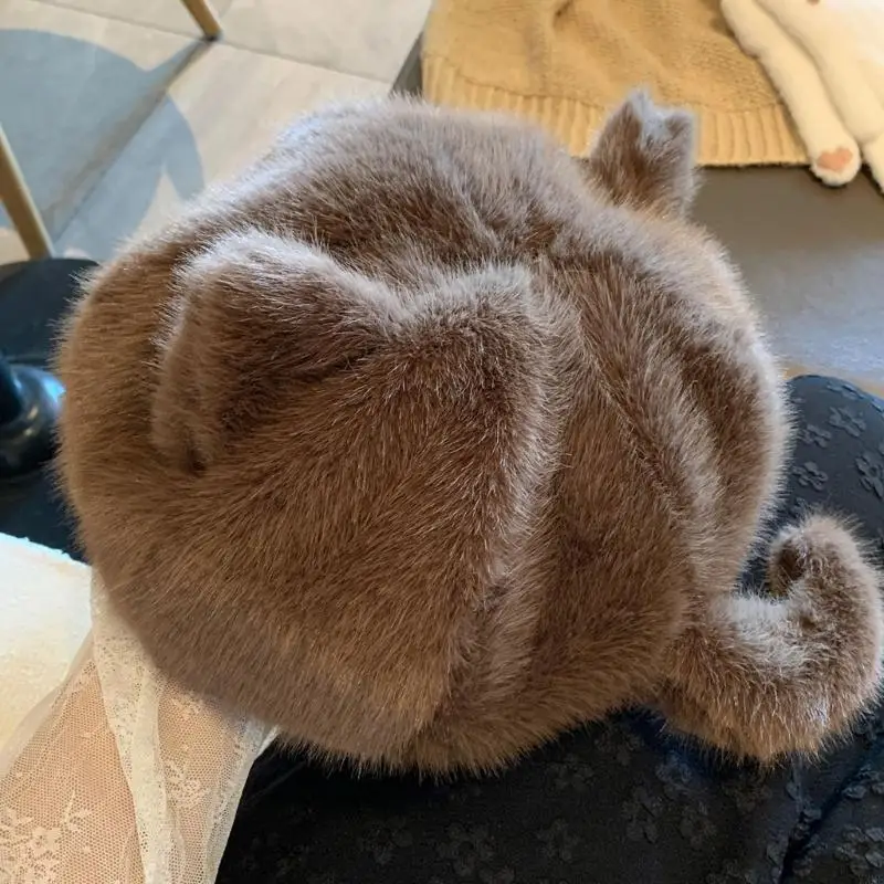 Y3NE Lovely Warm Winter Hat With Plush Cats Ear Unisex Cold Weather Headwear for Family Matching Outfits and Cold Weather