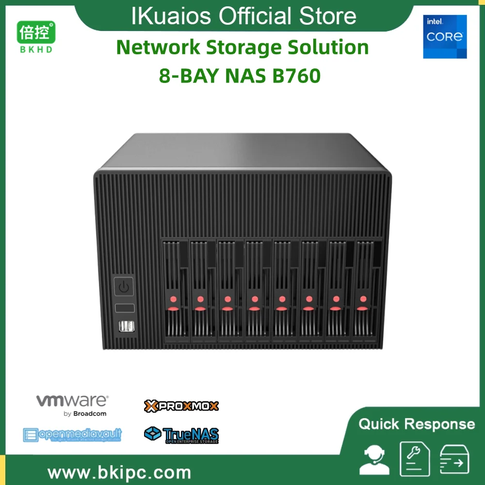 Ikuaios Nas 8-Bay B760 Lga1700 Cpu 4lan 2.5G Compatibel Met Freenas Truenas Sata Ssd Hdd Voor Thuisbedrijf Miniserver