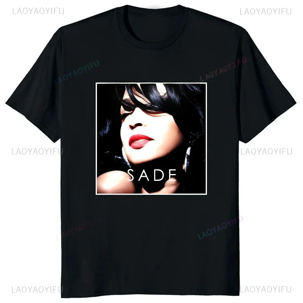 خمر المغني Sade Adu الشارع الشهير المطبوعة تي شيرت أعلى الصيف الاتجاه قصيرة الأكمام للجنسين قميص الرسم المتضخم القطن تي شيرت