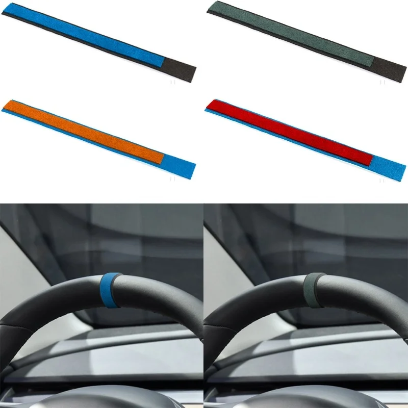 For Tesla Model 3/Y Steering Wheel Center Mark Soft Suede Car Interior Sticker, Personalized and Universal
