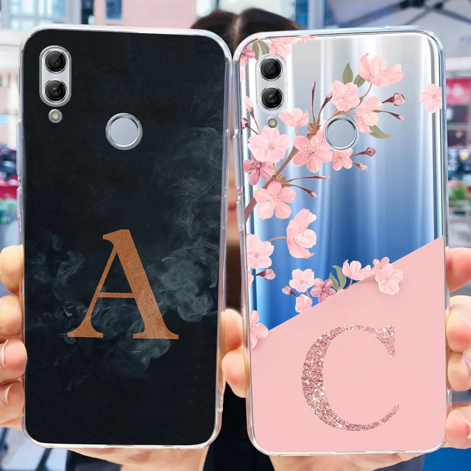 For Honor 10 Lite Case HRY-LX1 HRY-LX2 Clear Cover Cute Initial Letters Shockproof Funda on Honor 10i HRY-LX1T Honor10 10 i Capa