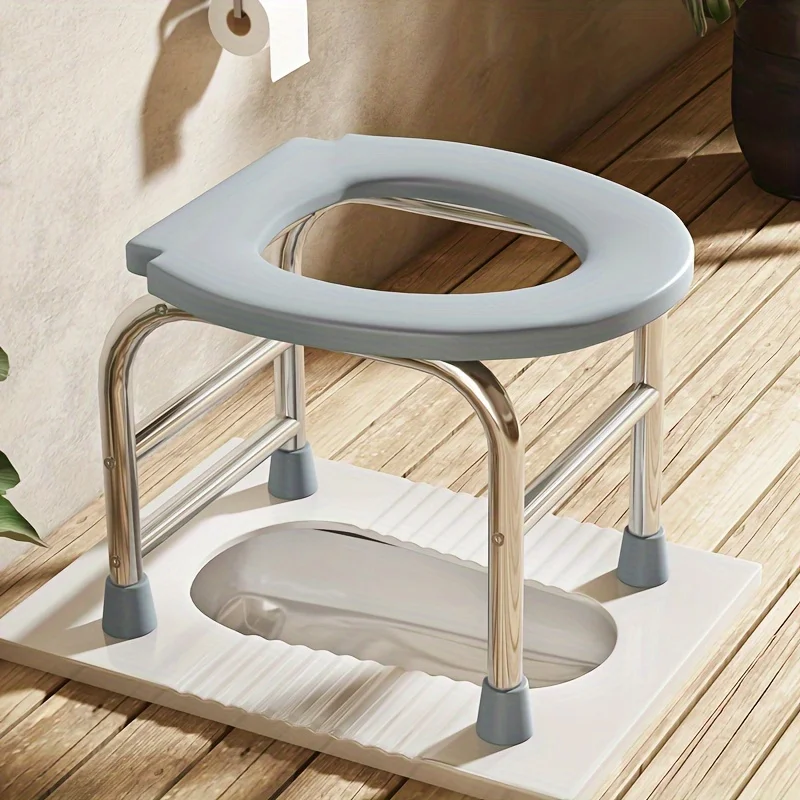 يمكن تحميل كرسي المرحاض الجديد المصنوع من الفولاذ المقاوم للصدأ على شكل حرف O بوزن 300 رطل، وسهل التنظيف، ومناسب للنساء المسنات والحوامل كقعد حمام