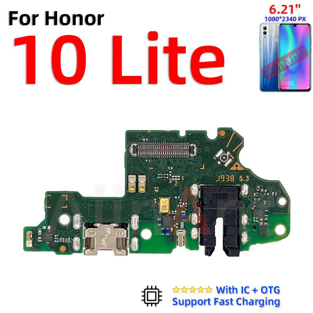 Aiinant USB Charger Dock Connector Port Charging Board Flex Cable For Huawei Honor 10 20 View Note 10 V10 10x Lite Phone Parts