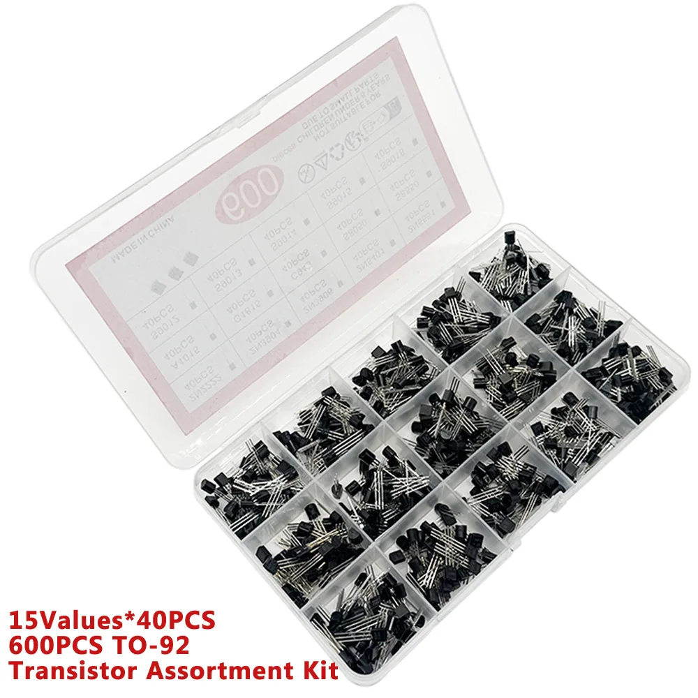 600PCS To-92 Transistors Kit 15 Values Bipolar Power Transistors 2N222 2N3904 2N3906 2N5401 A1015 C1815 S8050 S9012 S9018 image 4