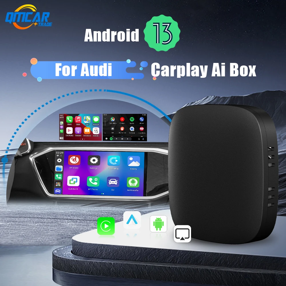 Android 13 Wireless Carplay Android Auto Smart Ai Box For Netflix YouTube For Audi A3 A4 Q2 R8 Q5 A7 e‑tron Q8 R8 TT e‑tron GT 