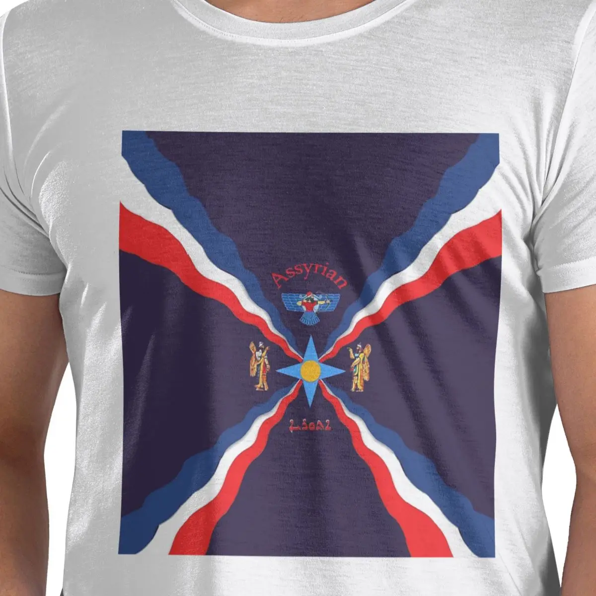 

Luxury Assyrian Suryoyo Flag 100% Cotton T-Shirt Men's Funny T Shirts Men Crew Neck Short Sleeve S-6XL
