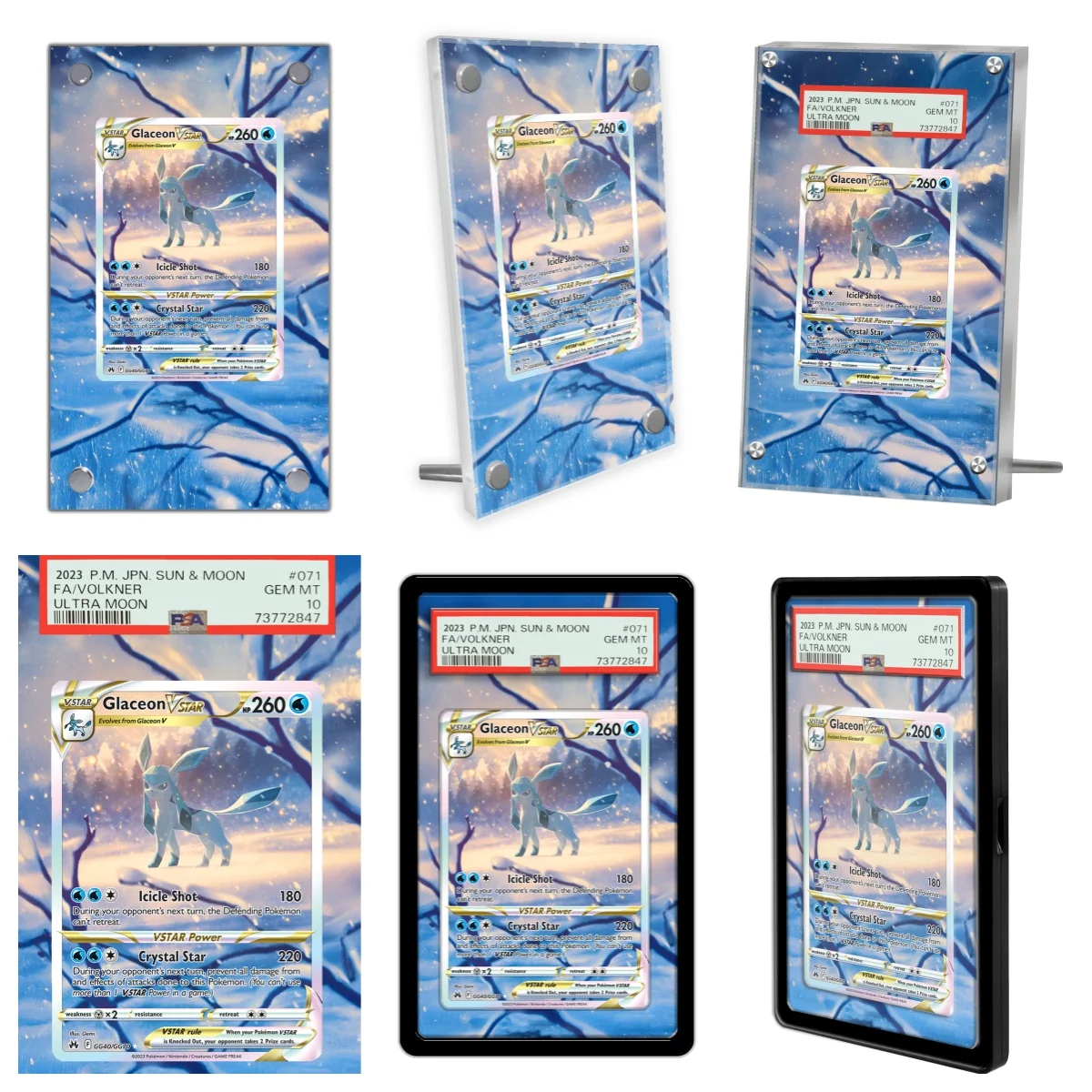 Pokemon Cards  Glaceon Cobalion Anime Game Collection Expand Art Gifts Self Made Acrylic Protective Case Keychain Toys