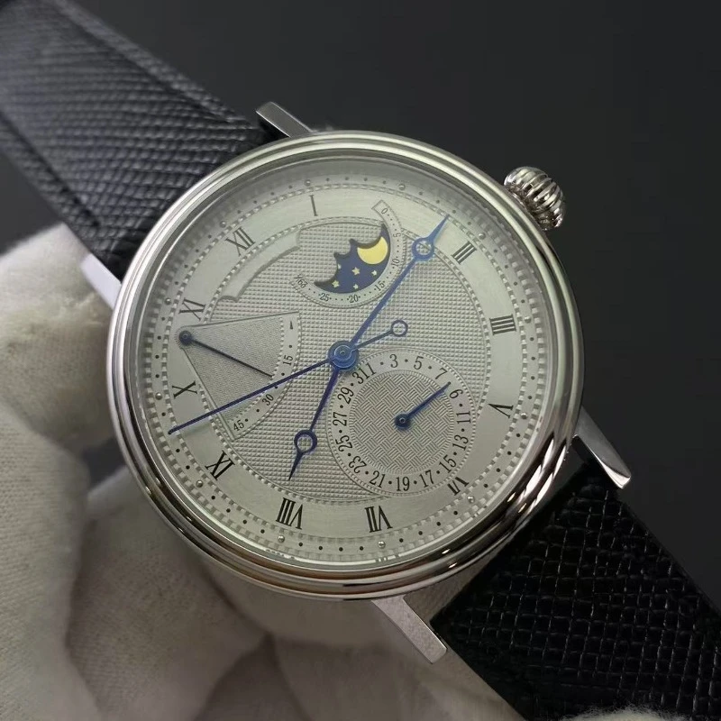 ساعة ميكانيكية أوتوماتيكية لمرحلة القمر للرجال بتقويم طاقة حركية متعدد الوظائف محليًا لحركة مستقر 2824 #1