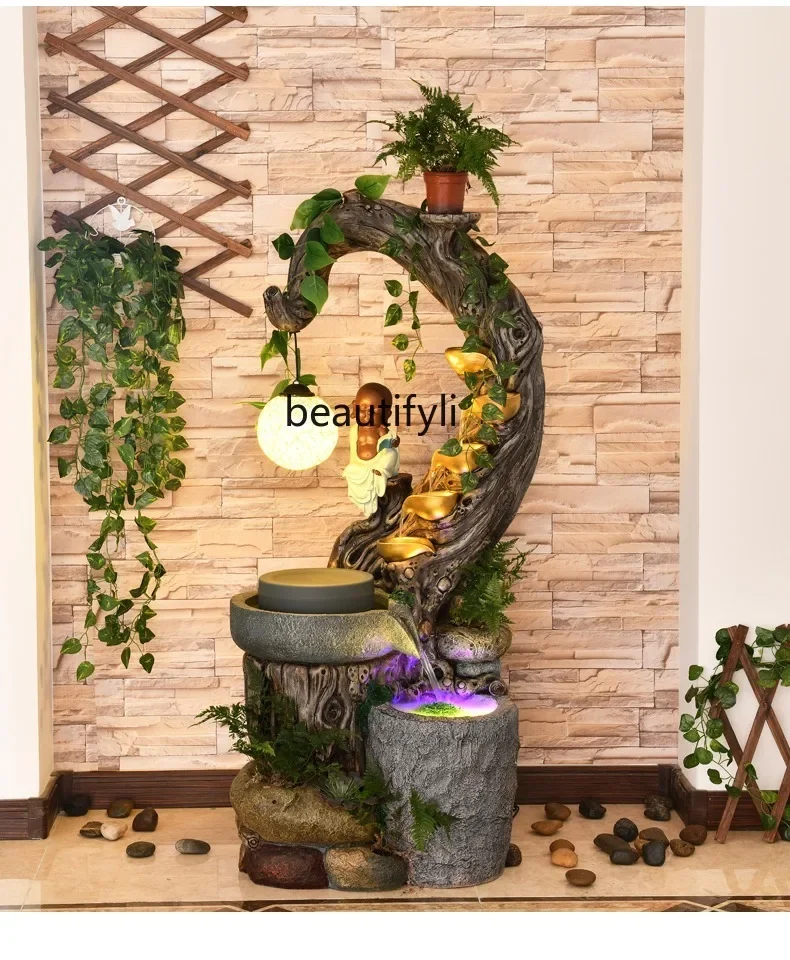 New Chinese Style Pastoral Water Fountain Waterscape Decoration Floor Living Room Interior Home Garden Restaurant   Decorations