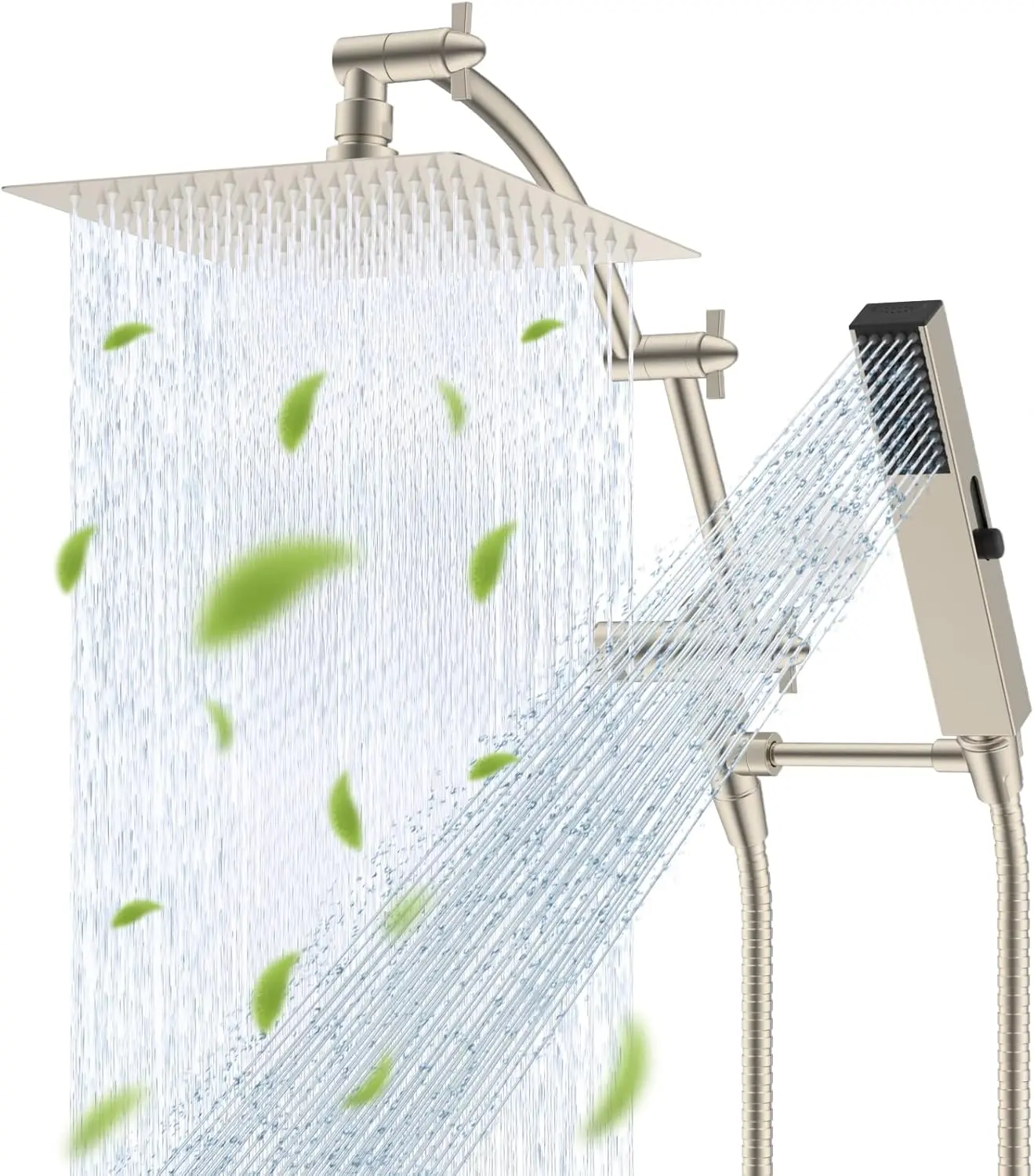 

8-дюймовая душевая лейка с ручным душем, высоким давлением, регулируемым кронштейном, отделка из матового никеля