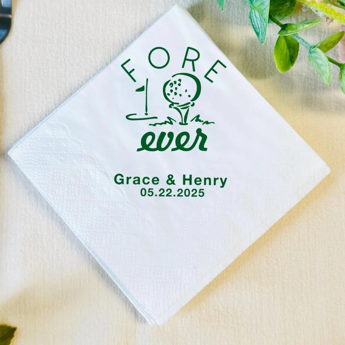 مناديل زفاف مخصصة تحت عنوان الجولف ، مناديل مخصصة للأبد ، مناديل لمحبي الجولف ، مناديل زفاف كوكتيل ، ش #1