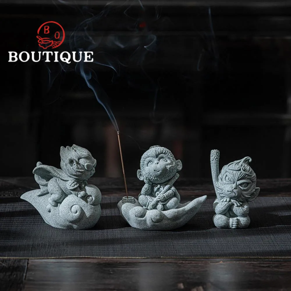 

Креативный Настольный чай из синего песчаника, маленькие украшения для домашних животных, ароматизатор Zen Wukong, держатель для чая, ремесла для мебели