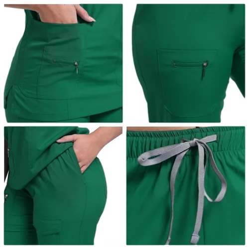 Imagen 2 del producto Nuevos uniformes quirúrgicos para mujer, ropa de trabajo médica, conjuntos de Top y pantalones, traje médico clínico, ropa para médico, uniforme para enfermería