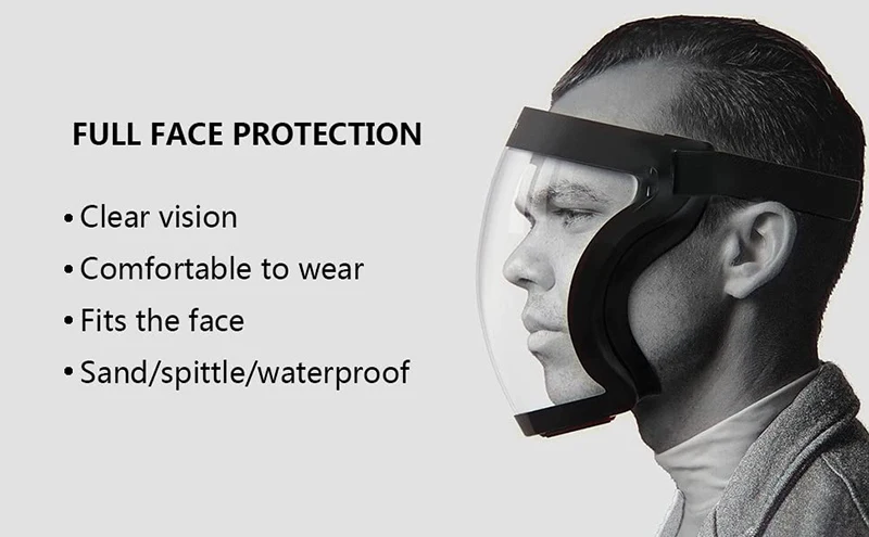 Transparenter Vollgesichtsschutz, wiederverwendbar, staubdicht, Antibeschlagmaske, HD-Schutzbrille, Küchenschutz, Anti-Spritz-Maske mit Filtern – Detail 3