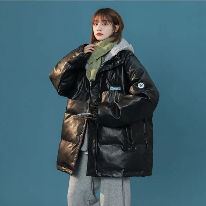 2023 New Women Down Cotton Coat Winter Jacket Female Short Versatile Parkas Loose Thick Outwear Solid Color Hooded Overcoat