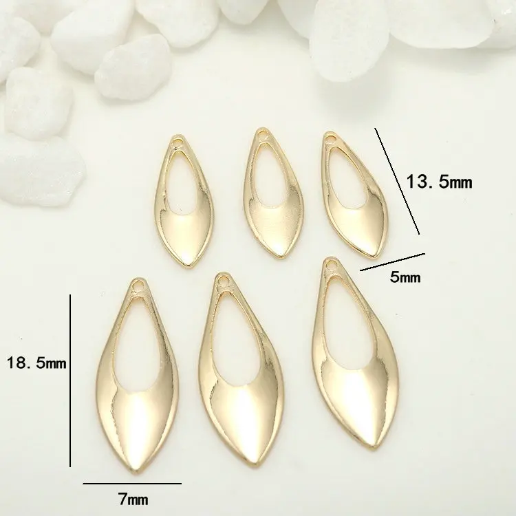 2 Size Gold Color Brass Frosted Drop Shape Charms Jewelry Making Supplies Diy Findings Accessories