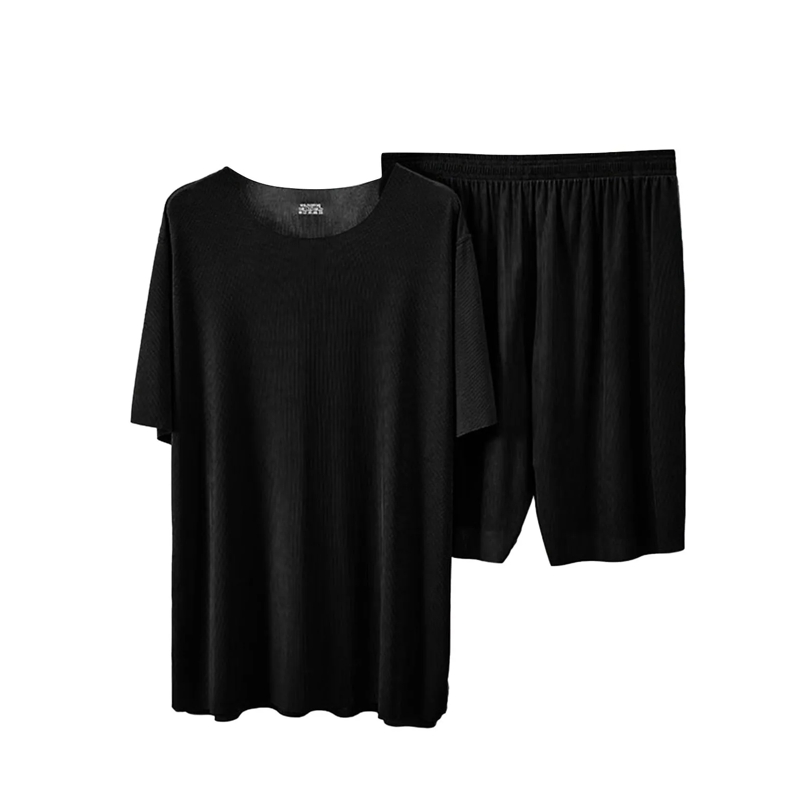 

Жилет и брюки, мужская одежда для дома, комплект из двух предметов, топ с короткими рукавами и короткие брюки, однотонный комплект, мужской костюм