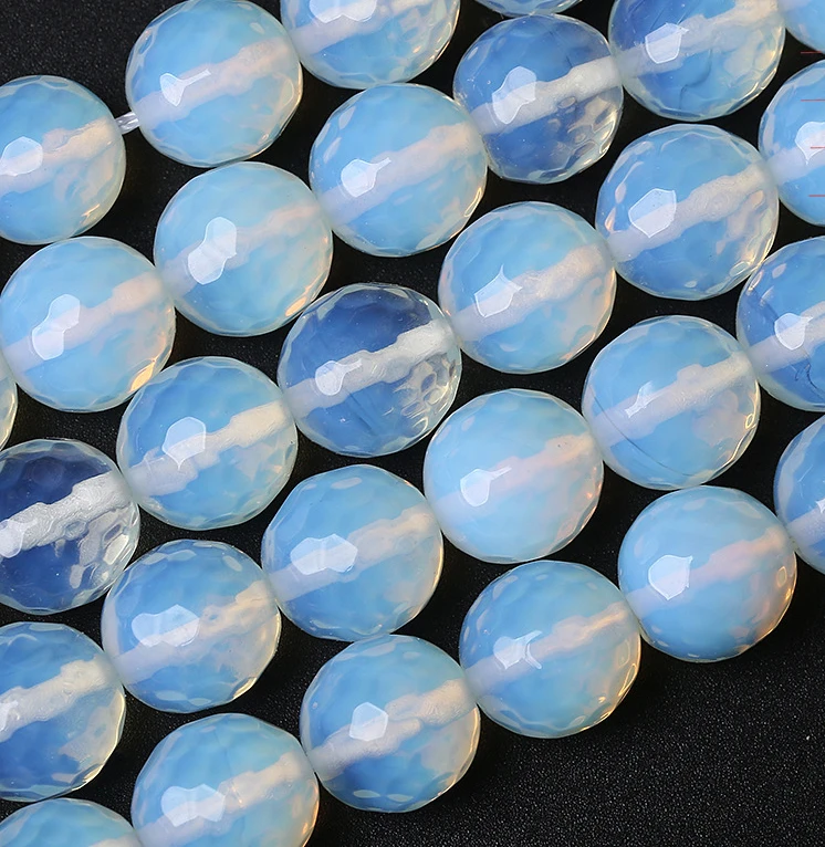 

Natural 6/8/10/12MM White Moonstone Opal Round Faceted Gemstone Loose Beads 15" Strand