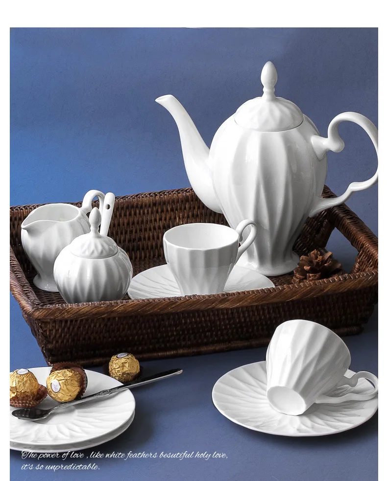 21pcs set, real bone china tea pot and mug set, royal creative design, tazas chip tea cup, nespresso coffee cup, taza cafe set