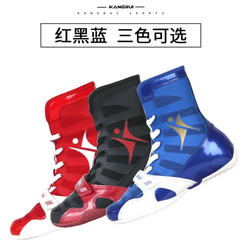 Professional Wrestling Shoes for Men Women Blue Red Boxing Shoes Couples Breathable Sport Shoes Unisex Designer Fighting Boots