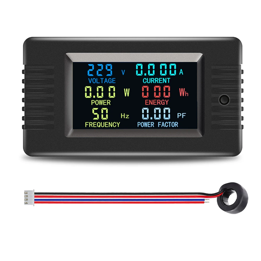 PZEM-020/022VH Color Screen Multi-function AC Digital Power Tester Voltage Ammeter Power Capacity Meter AC80~260V 10A/100A 2200W