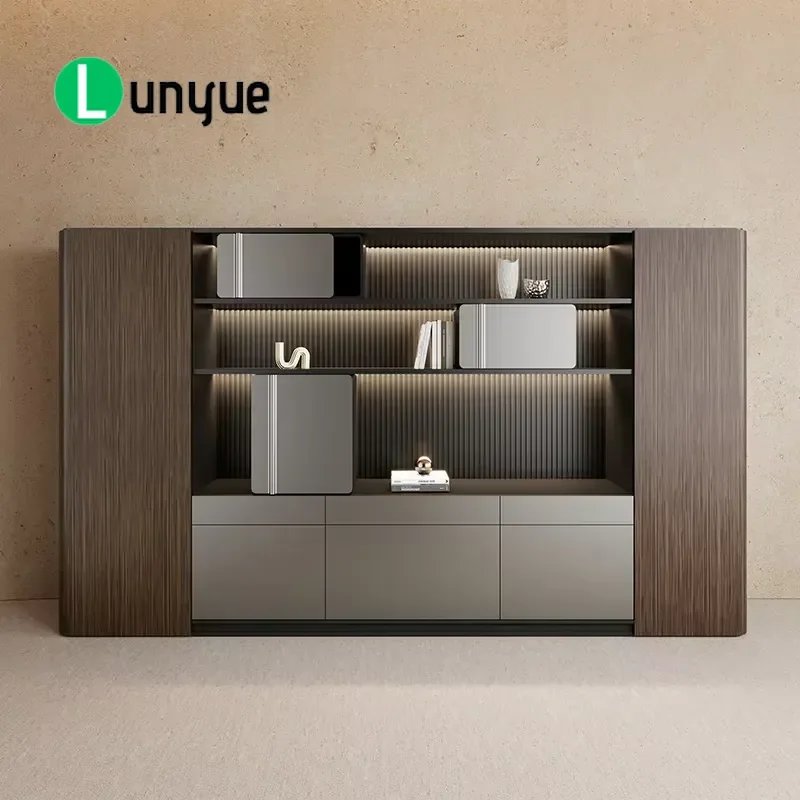 Modern Wooden Executive Office Locker Bookcase for Home School Hotel Manager Profile Display Storage Cabinet Furniture