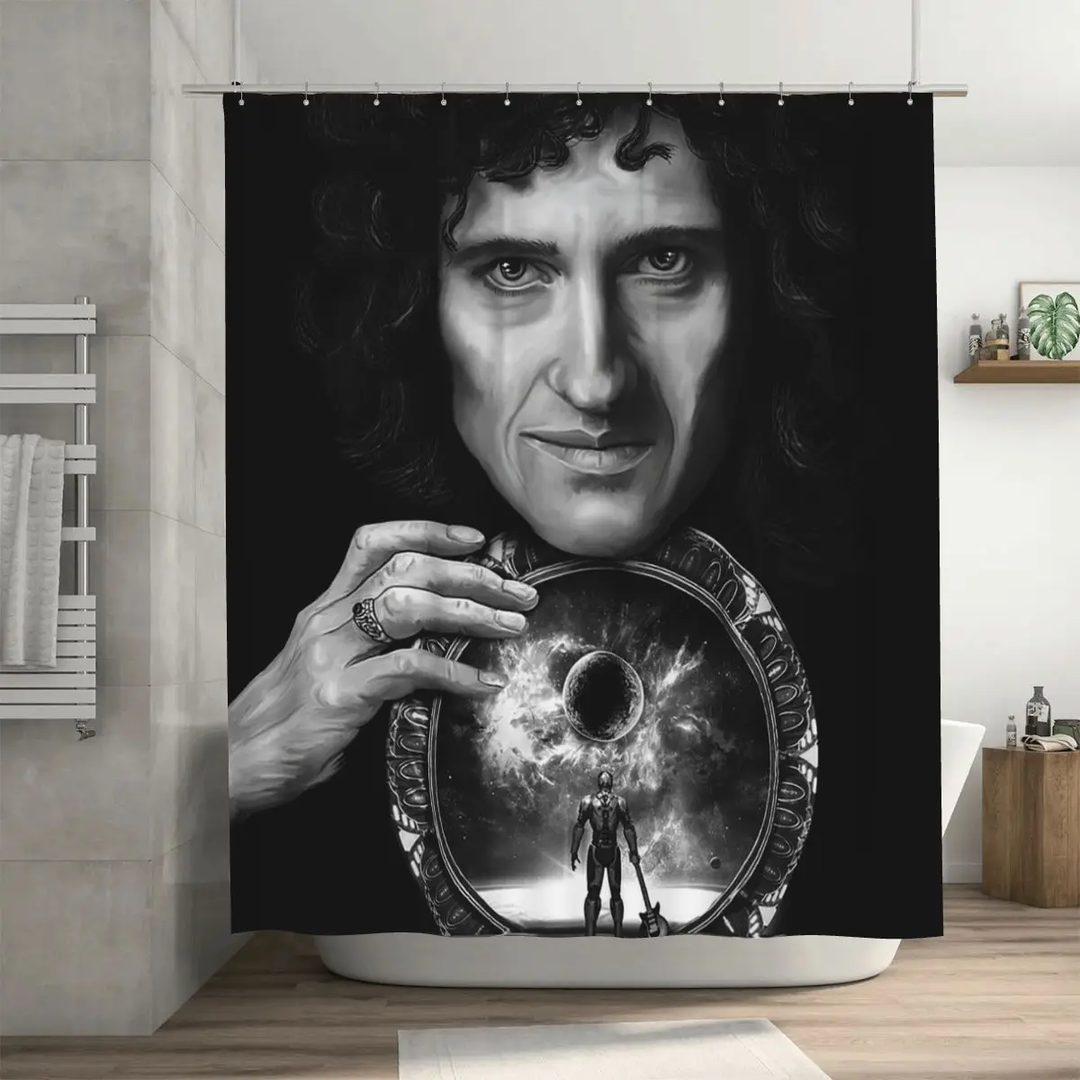 

Brian May - Шторка для душа «Another World» из полиэстера, водонепроницаемая, с крючками