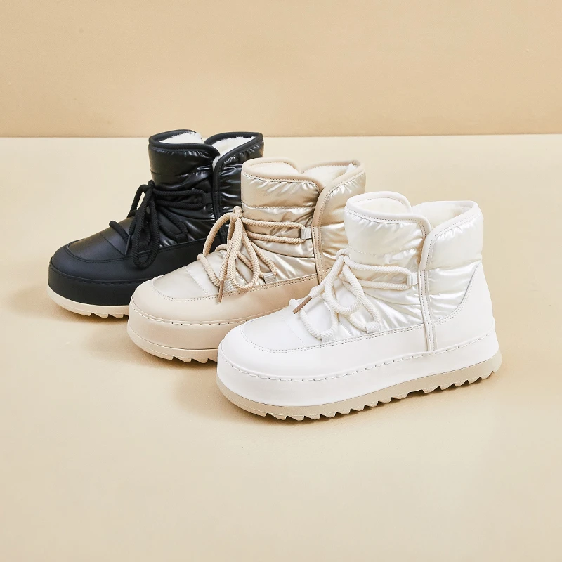 

Platform Snow Boots Women's 2025 New Winter Warm Fur All-in-One Snow Cotton Shoes with Fleece and Thickening