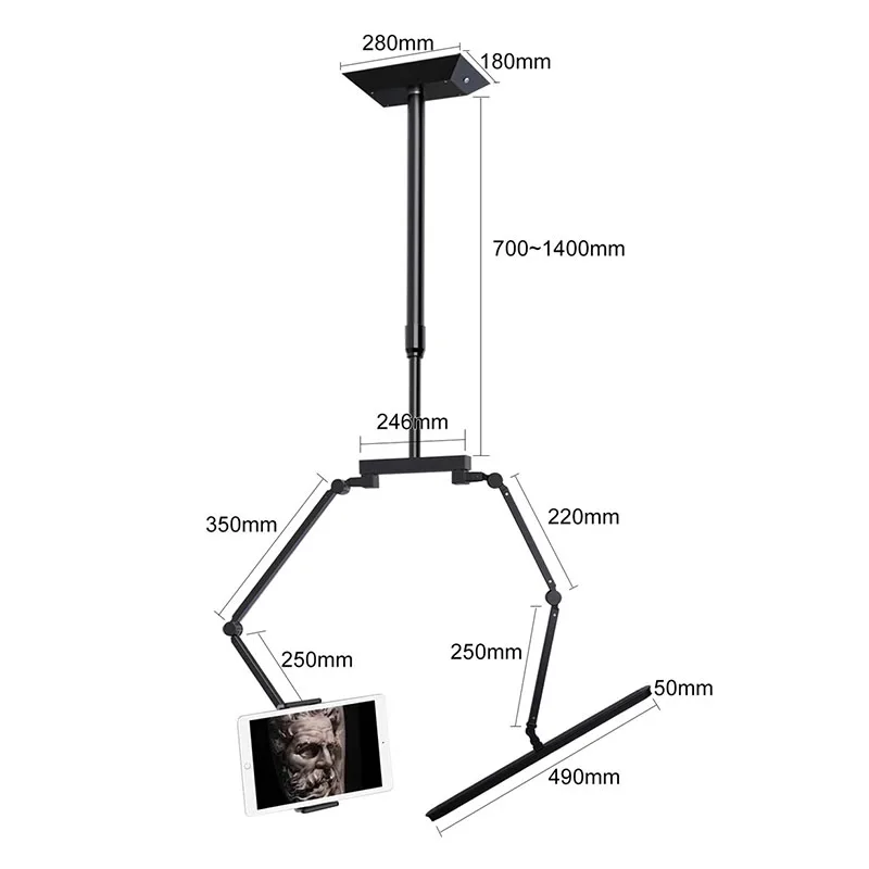 Tattoo Hanging Work Light Aluminum Alloy Shadowless Light Supplementary Lighting Hanging Arm Scalable Super Bright Hanging Type