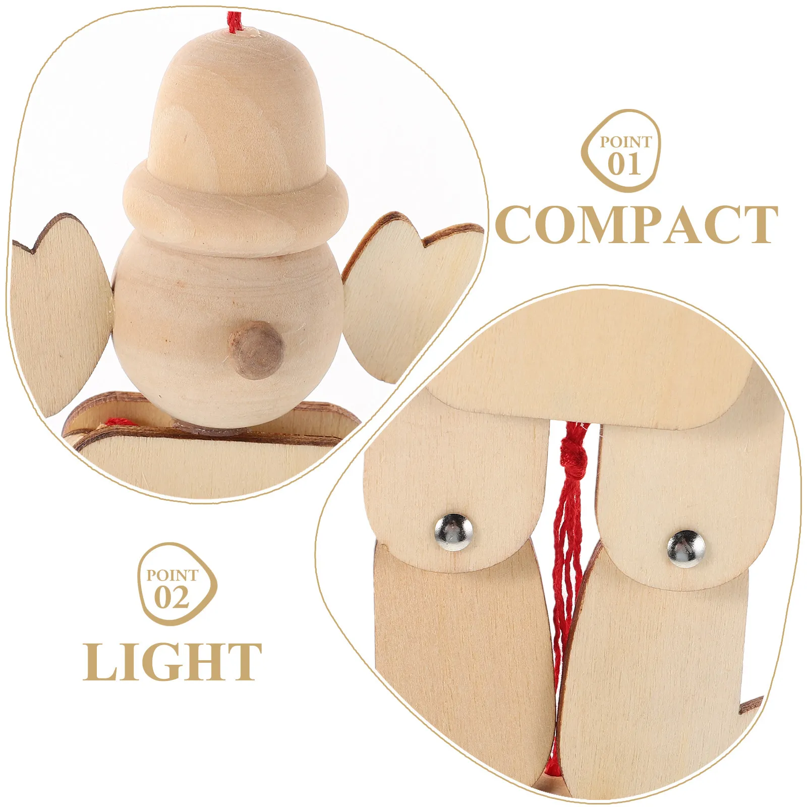 6Pcs Unfinished Wooden Marionette Clown Pull String Puppet for Kids Pretend Gathering School Event Portable No Power