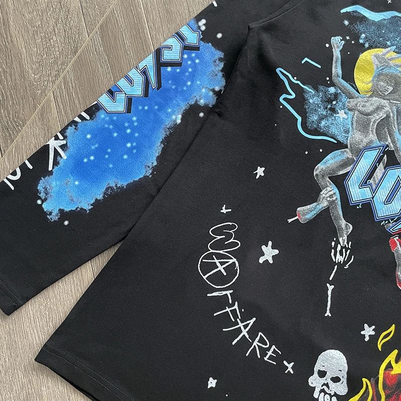 تي شيرت علوي من Lost Intricacy تي شيرت مطبوع عليه الملاك والشيطان ملابس الشارع الشهير قطن بأكمام طويلة تي شيرت للرجال والنساء Harajuku #6