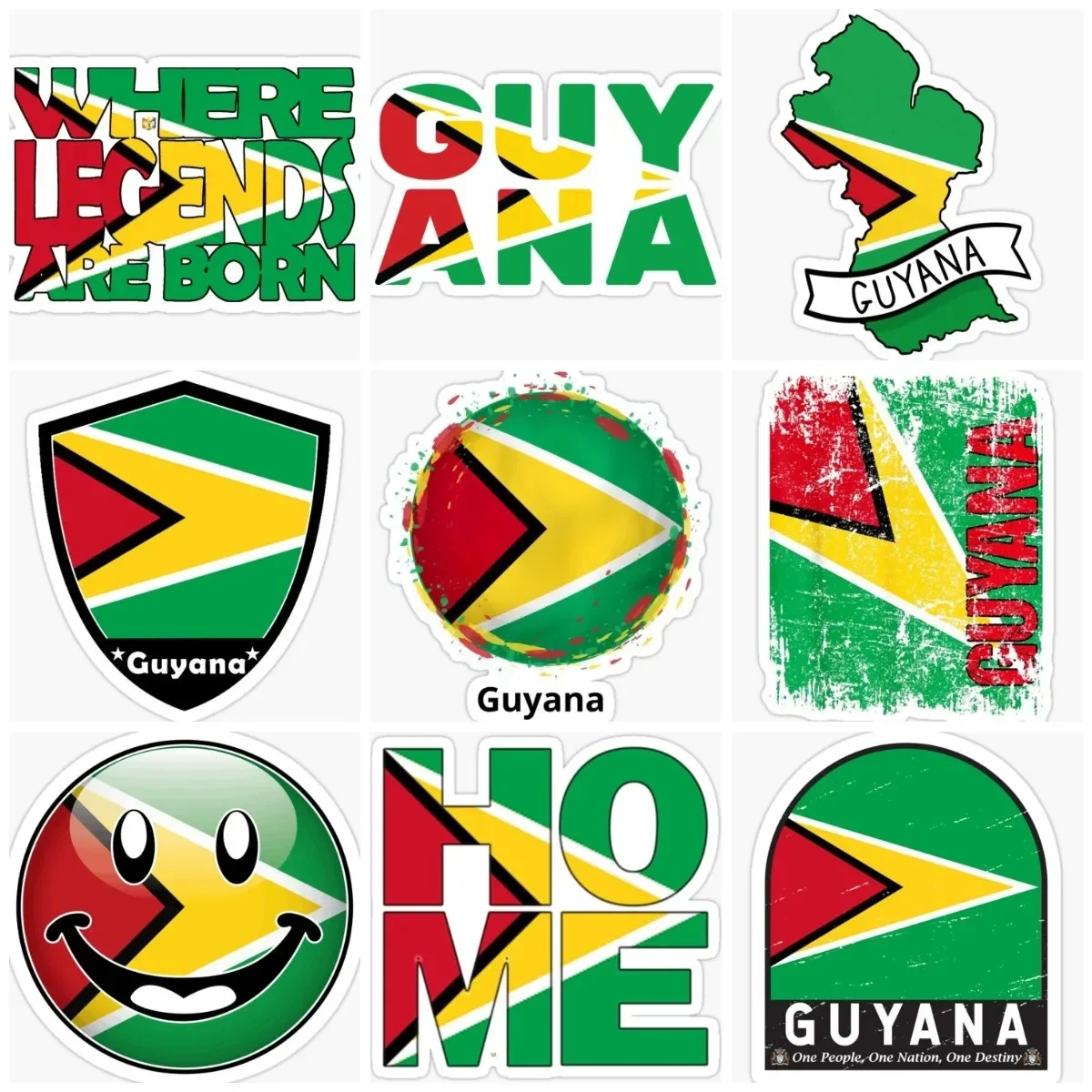 

Guyana Flag Map Creative Sticker Motorcycle Laptop Car Bumper Window Truck Bicycle Van Wall Glass Decal Accessories Customizable