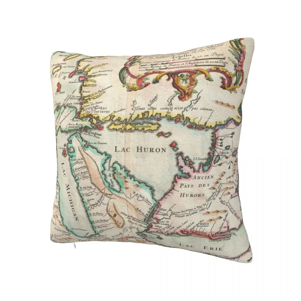 Antique Map Of Great Lakes Lumbar Pillowcase Printed Polyester Cushion Cover Gift Pillow Case Cover Home Wholesale 40*40cm