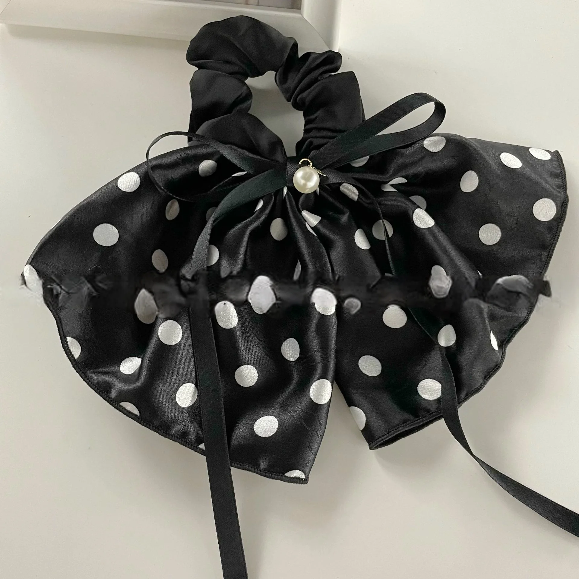 

Retro Elegant Polka Dots Large Hair Scrunchies Headband Womens Fashion Temperament Hair Rope Rubber Band Female Party Headdress