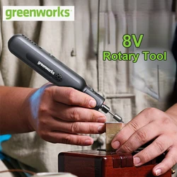 Greenworks 8V Mini Cordless Drill 52pcs 80W Electric Screwdriver Grinding Engraving Variable Speed Lithium Battery Power Tools