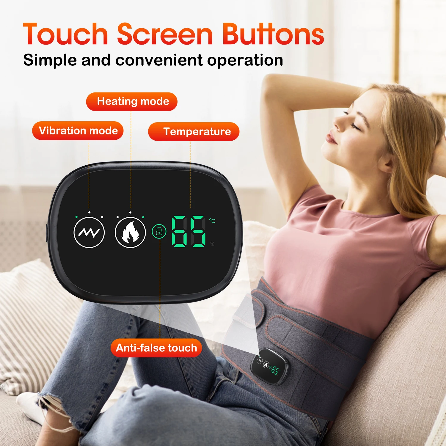 Infrared Heating Waist Massager Electric Belt Vibration USB Charge Red Light Hot Compress Lumbar Back Support Brace Relaxation - Image 4
