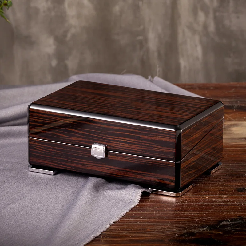 Exquisite Watch Display Box Luxury Wooden Watch Storage Boxes Handmade Jewelry Packaging Box Piano Paint Internal PU Leather
