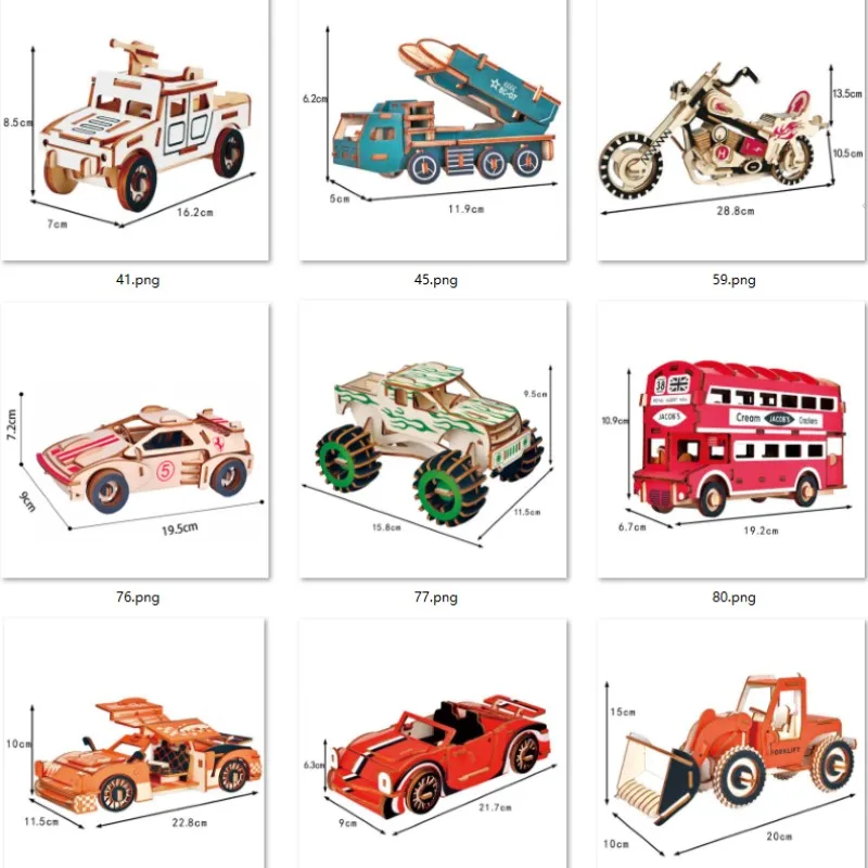 

OUZEY 11 set Perfect Gift 3D Wooden Car Puzzle - DIY Assembly Model Kits for Adults Fun Project for Boys Men, Cool Desk Ornament