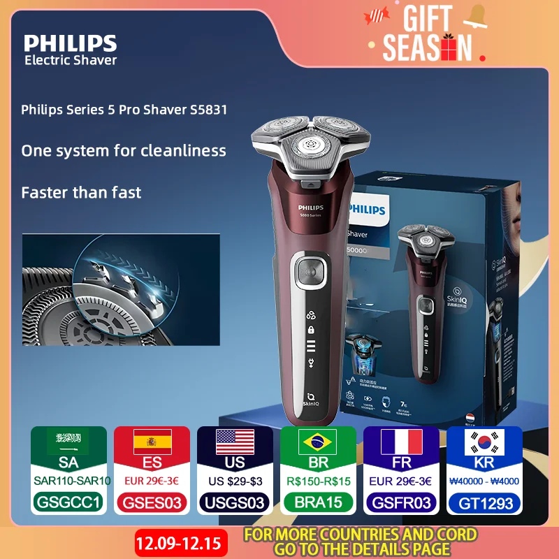 PHILIPS S5831/5588 New 5 Series Honeycomb Electric Shaver USB Interface men\'s Smart Trend Recommended Best-selling S5000 Shaver