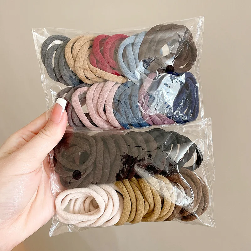 50Pcs Colorful Elastic Hair Ties for Women Ponytail Hold Scrunchie Rubber Band Basic Nylon Hair Bands Girls Hair Accessories