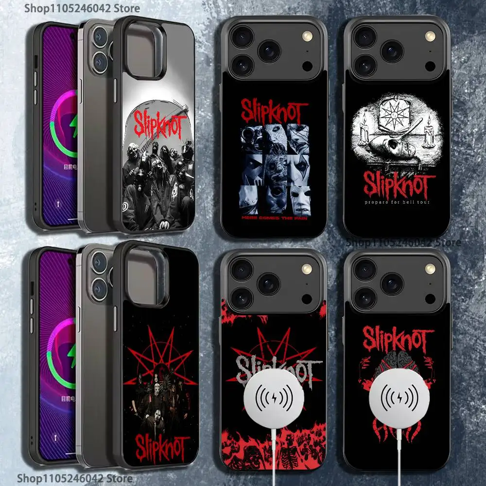 

Черный чехол для телефона Band S-SlipknotS Psychosocial для iPhone 17,16,15,14,13,12,11, Pro, Max, Plus с магнитной беспроводной зарядкой