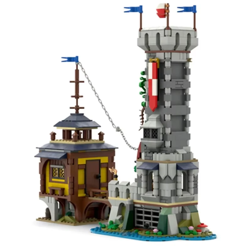 

1035PCS MOC medieval castle building knight outpost fortress model assembly building blocks toy children's birthday gift