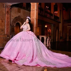 Mexican Pink 2024 Quinceanera Dress Sweet 16 Ball Gown 3D Flowers Sequins Formal Applique Beading Corset Vestidos De 15 Años