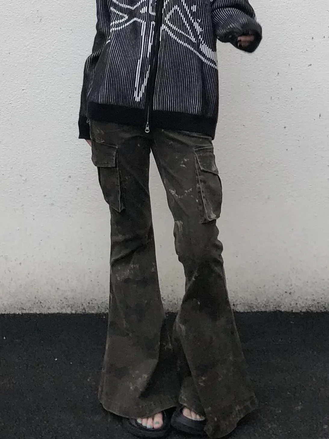 

Женские камуфляжные винтажные расклешенные джинсы, осень 2024, джинсовые брюки-карго с низкой посадкой Y2K, эстетические брюки-карго в стиле панк 2000-х годов, Harajuku