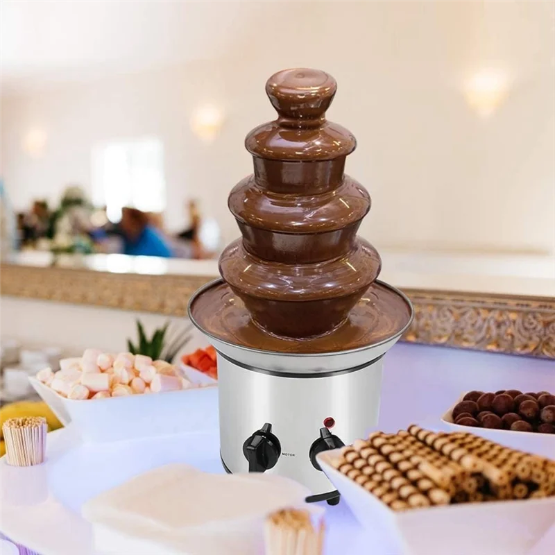 Máquina elétrica de fonte de fondue de chocolate a88x, 4 camadas, reutilizável, derrete queijo, doces, chocolate, máquina para festas