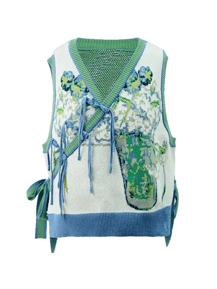 

2024 autumn and winter new women's clothing design sense knitted vest women's fashion loose sweater vest women