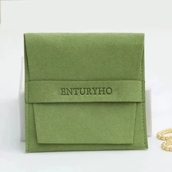 100pcs Custom Logo Print Microfiber Jewelry Ring Organizer Packing Pouch 8x8cm Small Gift Bags Wedding Favor Candy Bag Wholesale