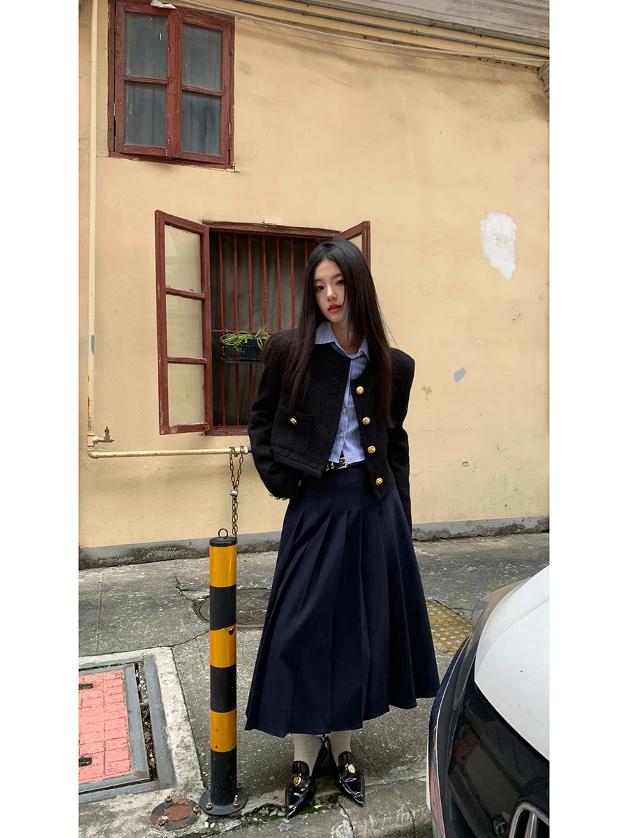 

Ele ort Woolen Quilted Jaet for Women Autumn 2024 New Sle Commute Sle Faion Trend Polyester And Wool Blend