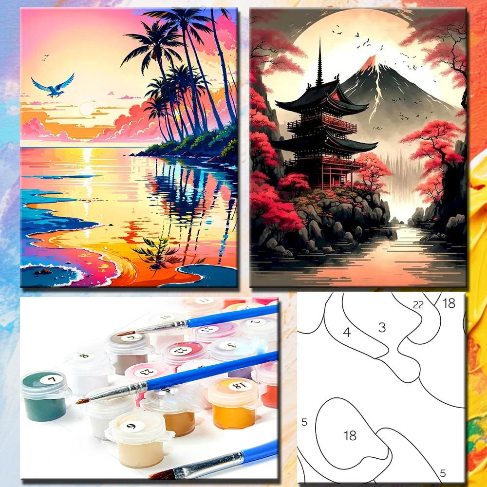 CHENISTORY Paintings By Number For Adults Landscape On Canvas DIY Crafts Kits For Adults Home Decor Personalized Unique Gift