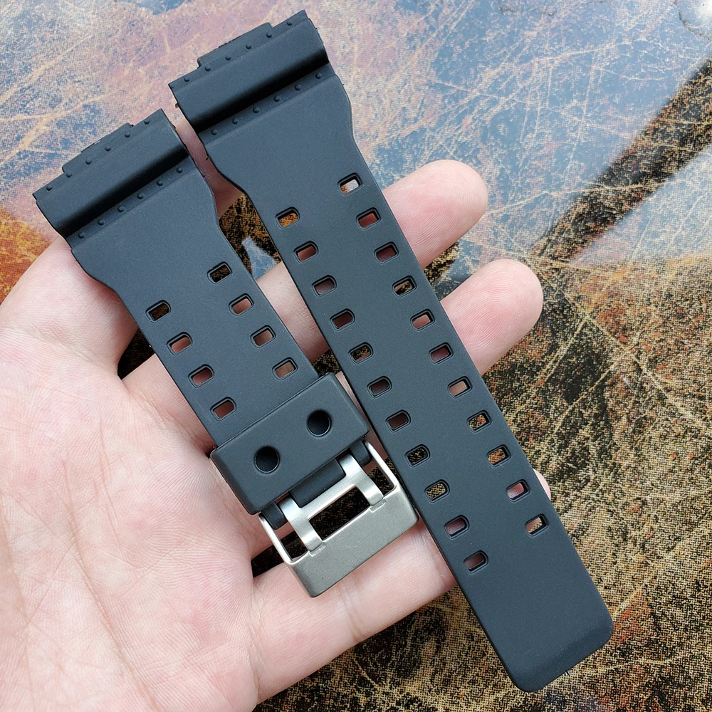 16mm Rubber Black Watchband Men Sport Diving Silicone Watch Band Strap